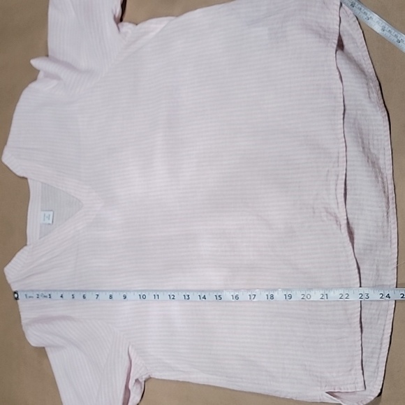 Old Navy Size XS Light Pink and White Stripe Linen Blend Long Sleeve Blouse - Picture 9 of 12